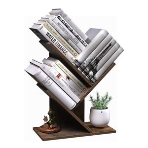 NEW 3 tier small tree wooden walnut bookshelf desk book organizer retro